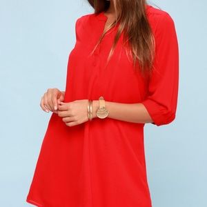 Lulu's Red Shift Shirt Dress - Size Small - NWT